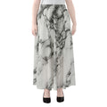 White Dark Grey Marble Print Chiffon Maxi Skirt