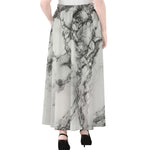White Dark Grey Marble Print Chiffon Maxi Skirt