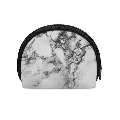 White Dark Grey Marble Print Coin Purse