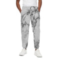 White Dark Grey Marble Print Cotton Sweatpants