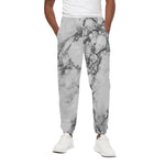 White Dark Grey Marble Print Cotton Pants