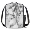 White Dark Grey Marble Print Crossbody Lunch Bag