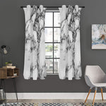 White Dark Grey Marble Print Curtain