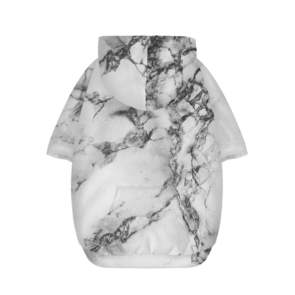 White Dark Grey Marble Print Dog Zip Up Hoodie
