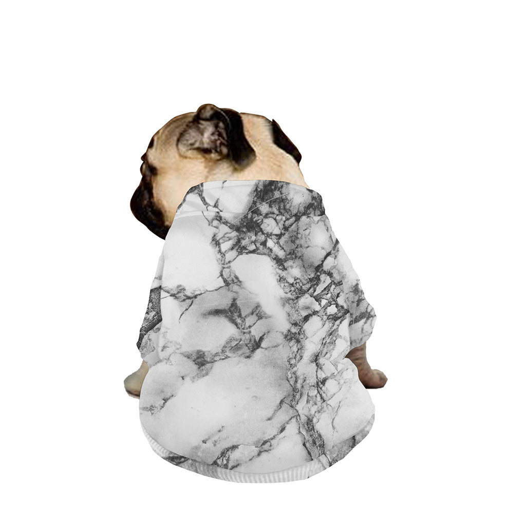 White Dark Grey Marble Print Dog Zip Up Jacket