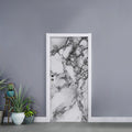 White Dark Grey Marble Print Door Sticker