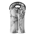 White Dark Grey Marble Print Double Neoprene Wine Tote