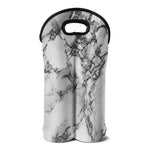 White Dark Grey Marble Print Double Neoprene Wine Tote