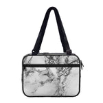 White Dark Grey Marble Print Double Strap Bible Bag
