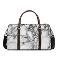 White Dark Grey Marble Print Duffel Bag