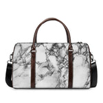 White Dark Grey Marble Print Duffle Bag