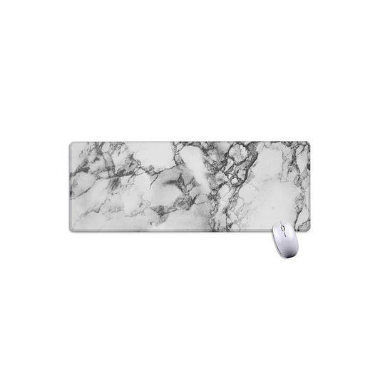White Dark Grey Marble Print Extended Mouse Pad