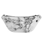 White Dark Grey Marble Print Fanny Pack