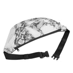 White Dark Grey Marble Print Fanny Pack