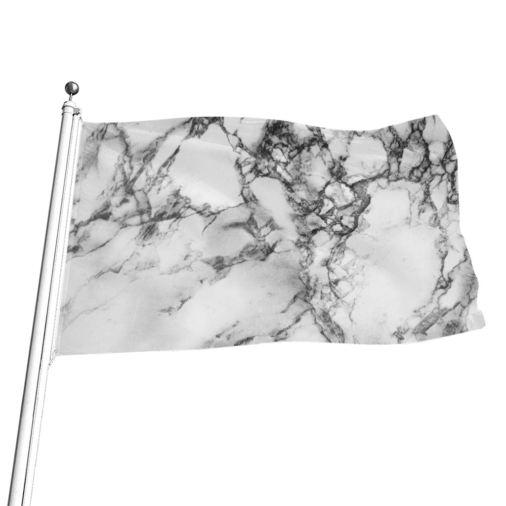 White Dark Grey Marble Print Flag