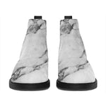 White Dark Grey Marble Print Flat Ankle Boots