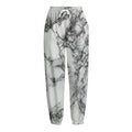 White Dark Grey Marble Print Fleece Lined Knit Pants