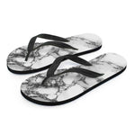 White Dark Grey Marble Print Flip Flops