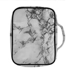 White Dark Grey Marble Print Front Pocket Bible Bag
