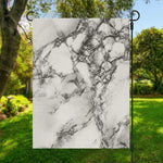 White Dark Grey Marble Print Garden Flag