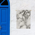 White Dark Grey Marble Print Garden Flag