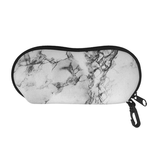 White Dark Grey Marble Print Glasses Case