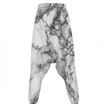 White Dark Grey Marble Print Hammer Pants