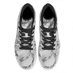 White Dark Grey Marble Print High Top Leather Sneakers