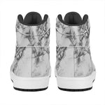White Dark Grey Marble Print High Top Leather Sneakers