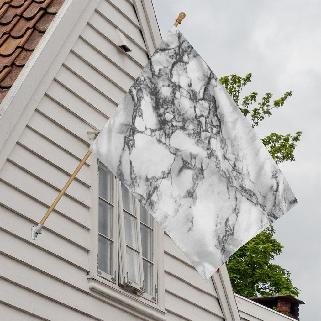 White Dark Grey Marble Print House Flag