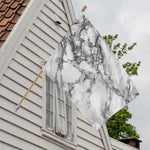 White Dark Grey Marble Print House Flag