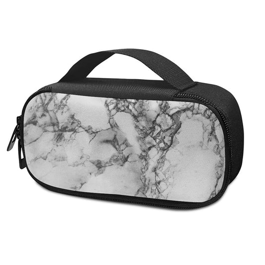 White Dark Grey Marble Print Insulin Cooler Travel Case