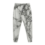 White Dark Grey Marble Print Jogger Pants