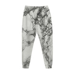 White Dark Grey Marble Print Jogger Pants