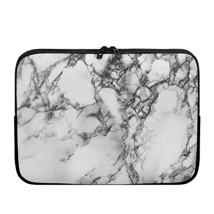 White Dark Grey Marble Print Laptop Sleeve