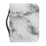 White Dark Grey Marble Print Leather Bible Cover