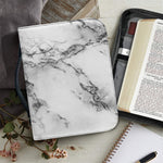 White Dark Grey Marble Print Leather Bible Cover