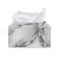 White Dark Grey Marble Print Leather Tissue Box Cover