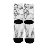 White Dark Grey Marble Print Long Socks