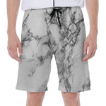 White Dark Grey Marble Print Men's Beach Shorts
