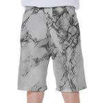 White Dark Grey Marble Print Men's Beach Shorts
