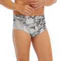 White Dark Grey Marble Print Men's Briefs
