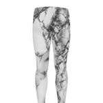 White Dark Grey Marble Print Men's leggings