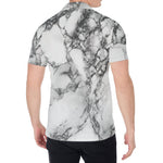 White Dark Grey Marble Print Men's Shirt