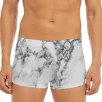 White Dark Grey Marble Print Men's Short Boxer Briefs