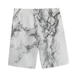 White Dark Grey Marble Print Men's Sports Shorts