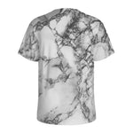 White Dark Grey Marble Print Men's Sports T-Shirt