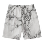 White Dark Grey Marble Print Men's Swim Trunks