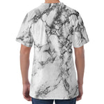 White Dark Grey Marble Print Men's Velvet T-Shirt