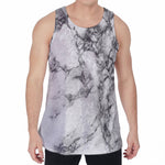 White Dark Grey Marble Print Men's Velvet Tank Top